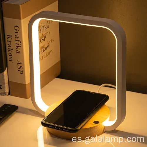 Lámpara de noche LED moderna con estación de carga inalámbrica